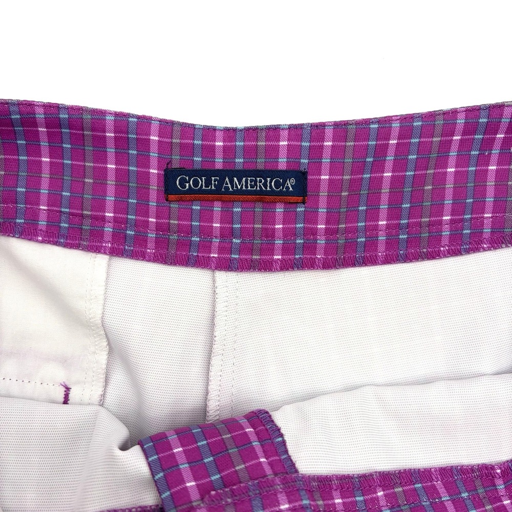 Golf America Women's Bermuda Shorts Size 12 Lightweight Purple Plaid  Pockets 9" - Picture 4 of 8